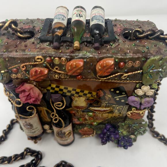 Mary Frances, Wine Themed Crossbody bag with Chain strap and intricate detail - Picture 9 of 13